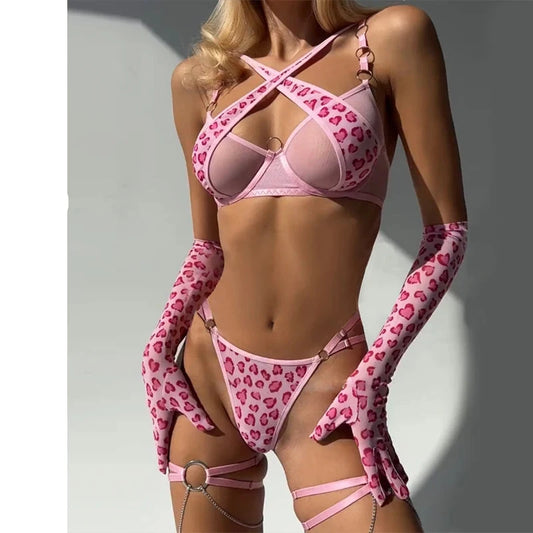 Ella romantic loving leopard lingerie