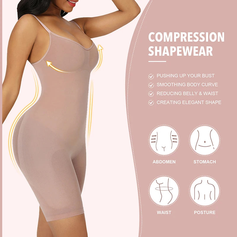 Seamless Bodysuit Compression Open Crotch Slimming Butt Lifter Body Shaper