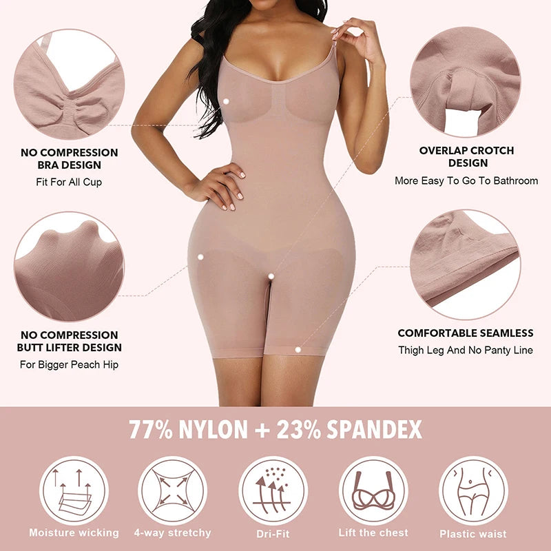 Seamless Bodysuit Compression Open Crotch Slimming Butt Lifter Body Shaper