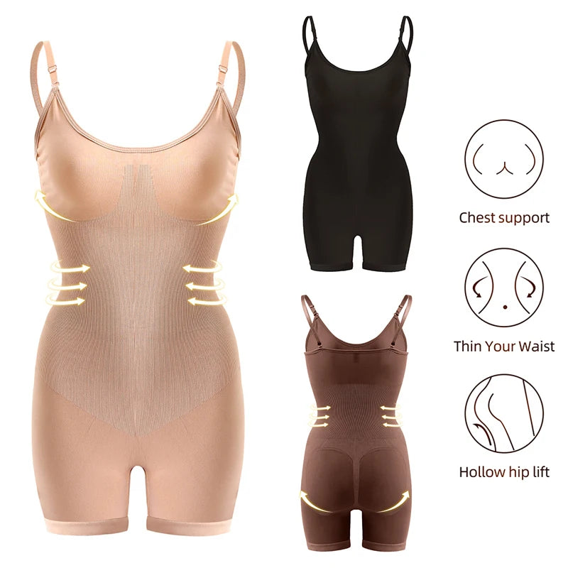 Seamless Bodysuit Compression Open Crotch Slimming Butt Lifter Body Shaper