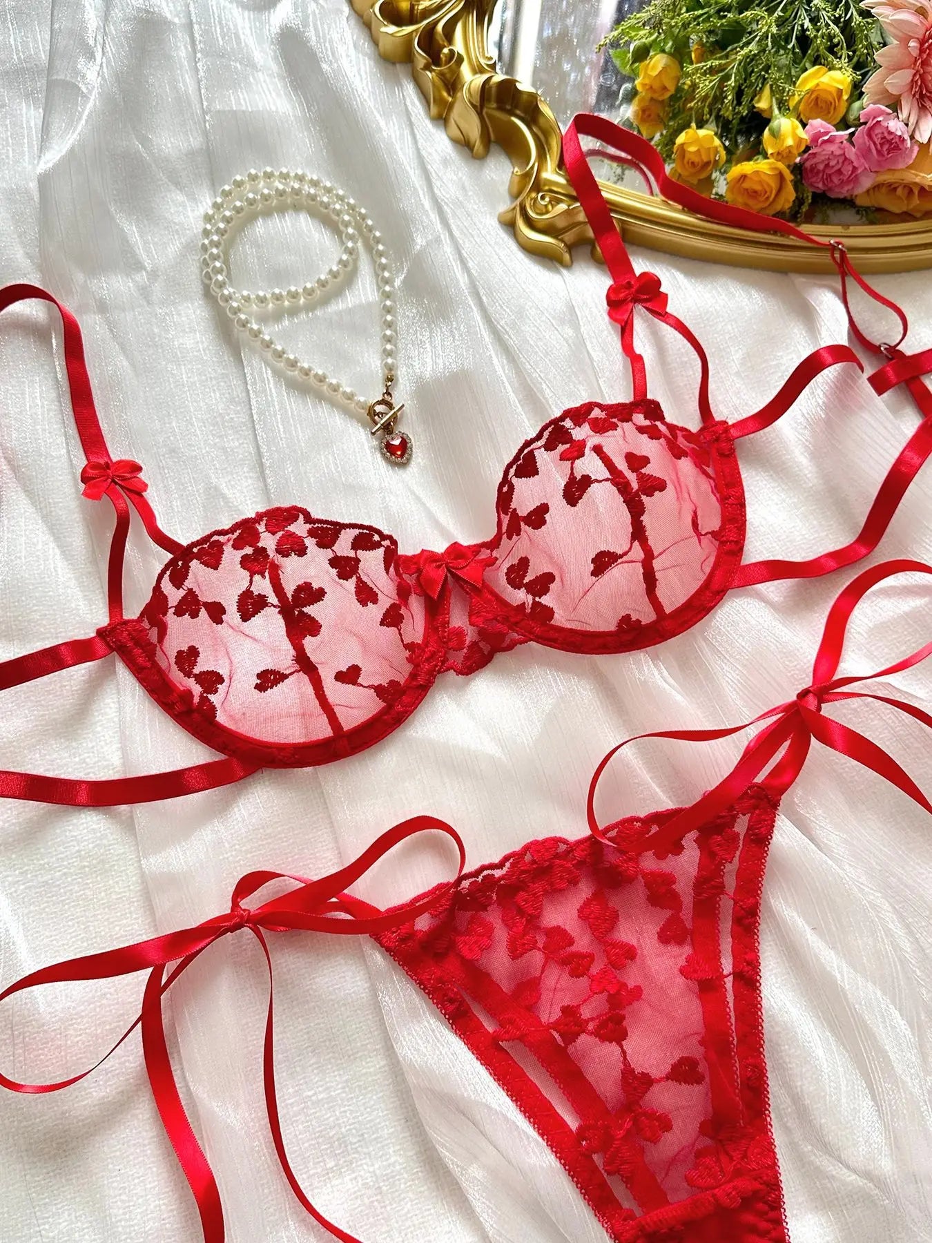 Ruby fantasy sexy embroidered underwear