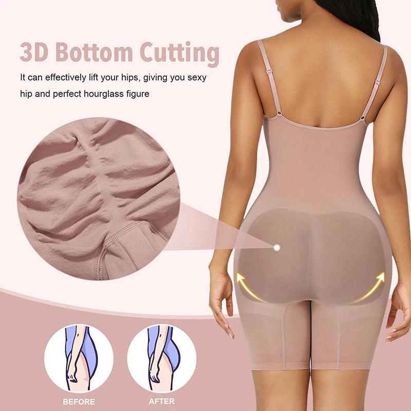 Seamless Bodysuit Compression Open Crotch Slimming Butt Lifter Body Shaper