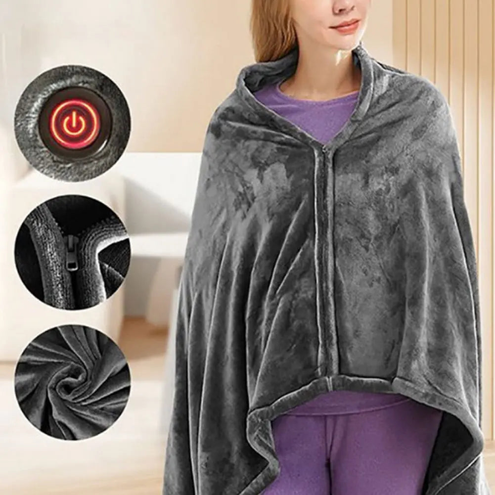 USB Electric Heated Blanket 3 Heating Levels Fleece Heated Mat Wearable Body Warmer